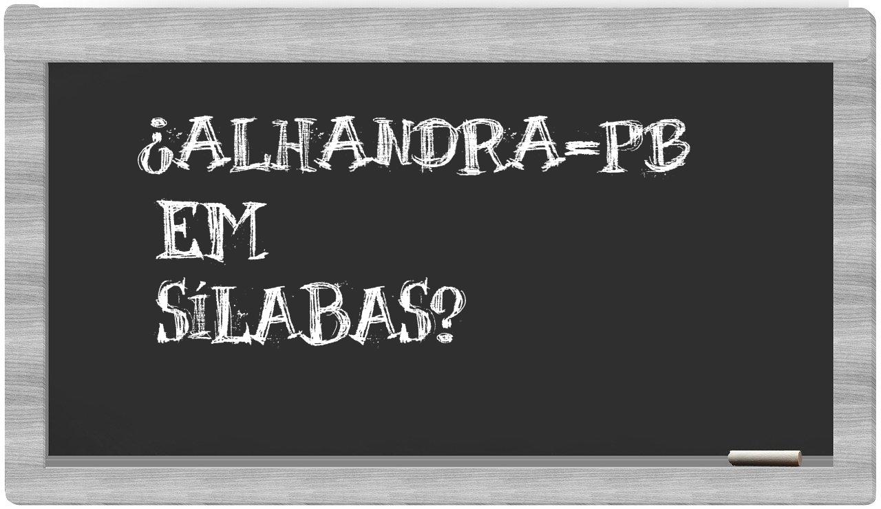 Alhandra-PB in syllables