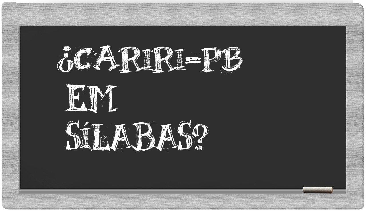 Cariri-PB in syllables