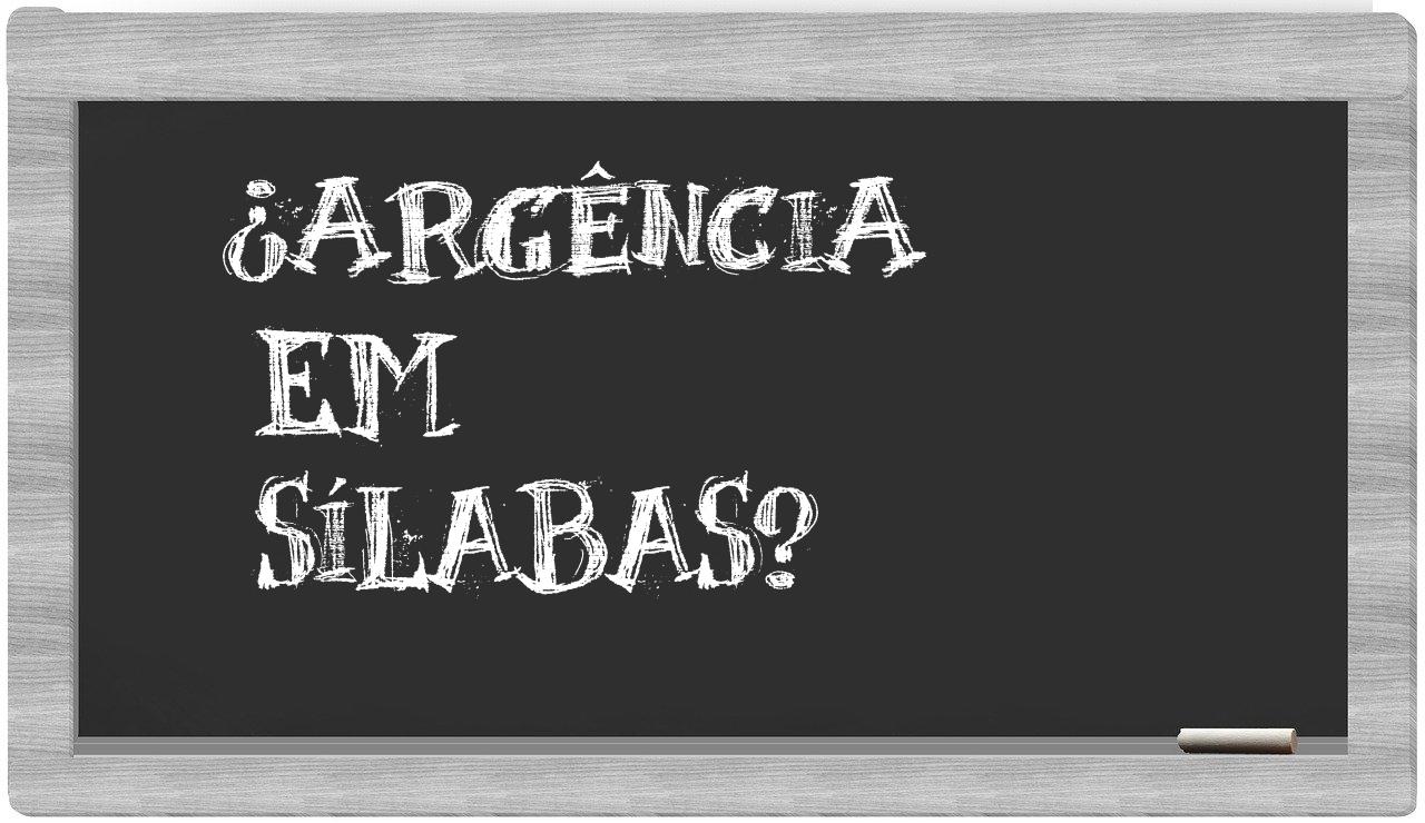 ¿argência en sílabas?