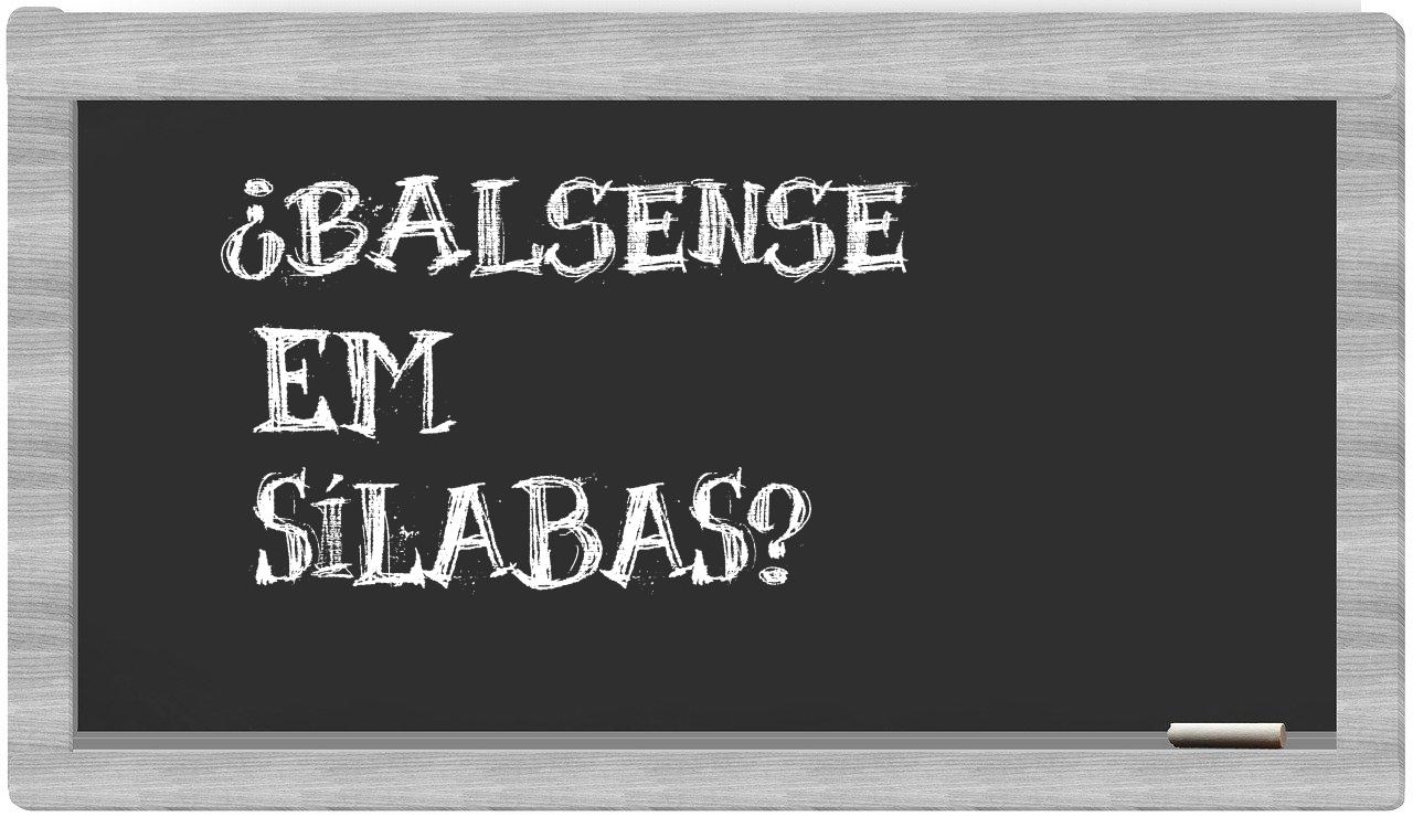 balsense in syllables